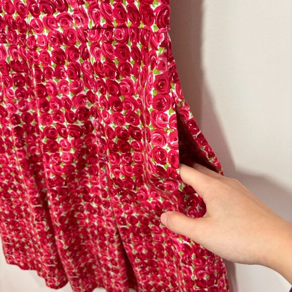 Maggie London Red Roses Fit Flare Dress 6 Tea Party Garden Mothers Day Easter - Picture 3 of 10